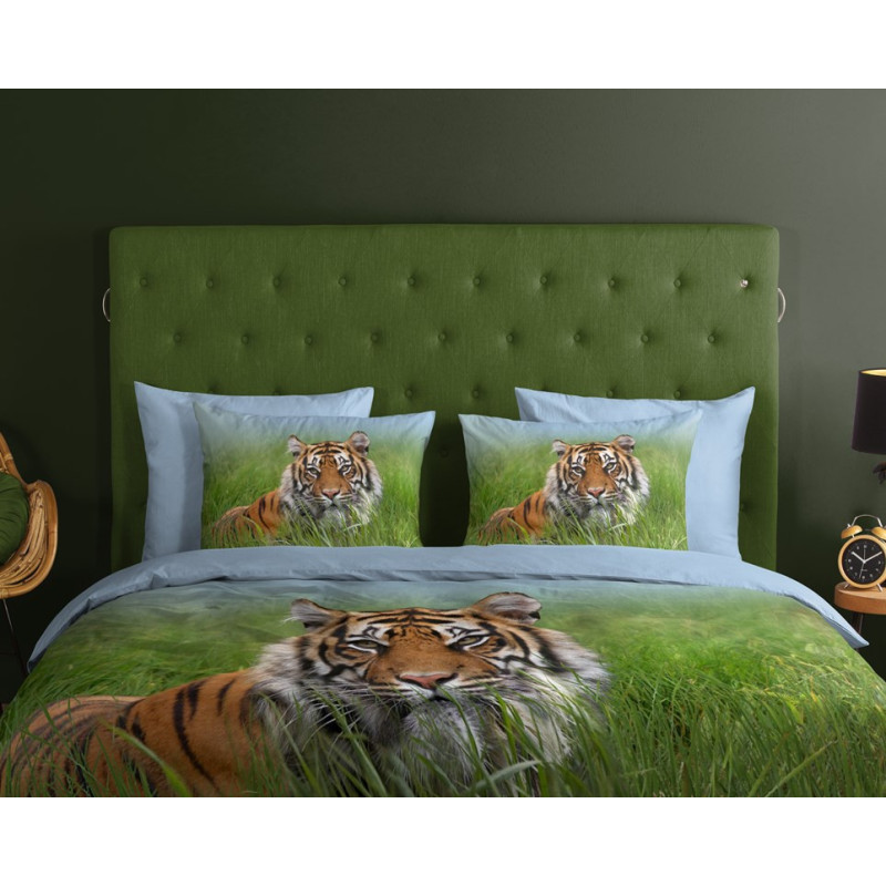 Sengesæt Tiger, Grøn i 100% bomuld fra MyTrendyHome.dk