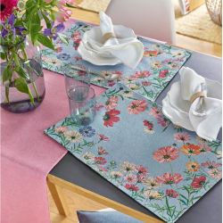 Gobelin Billedvævet stoff dækkeserviet Cosmea med Blomster motiv  fra MyTrendyHome.dk