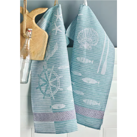 Jacquard Viskestykke Nautica i 50% bomuld50% hør fra MyTrendyHome.dk