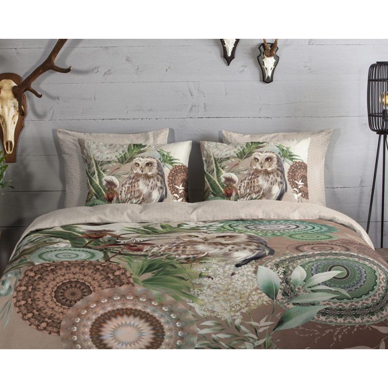 Flonel sengesæt Kirja med mandala og ugle fra MyTrendyHome.dk