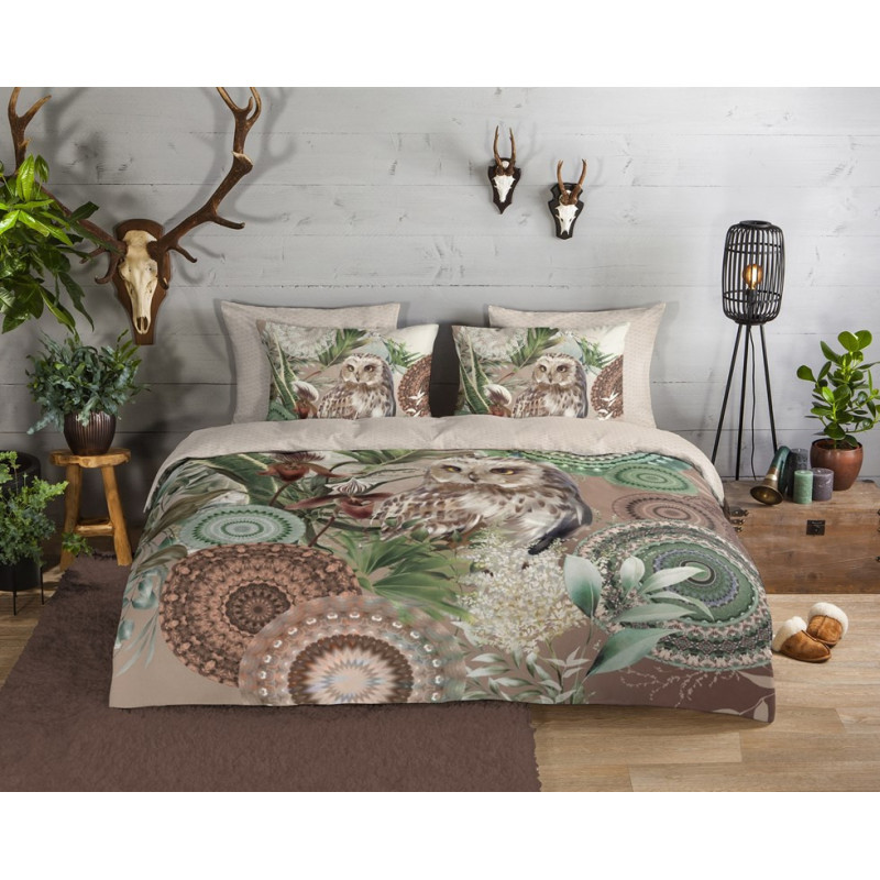 Flonel sengesæt Kirja med mandala og ugle fra MyTrendyHome.dk