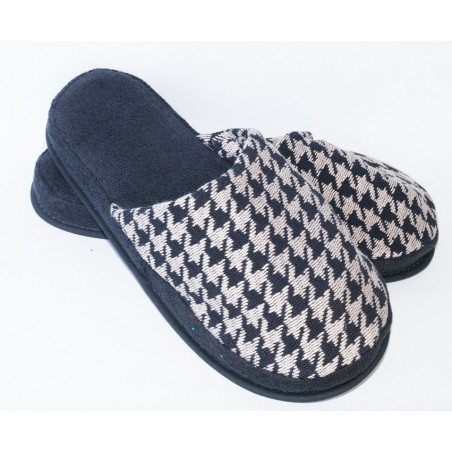 Slippers Hjemmesko Pied-de-Poule, Sort fra MyTrendyHome.dk