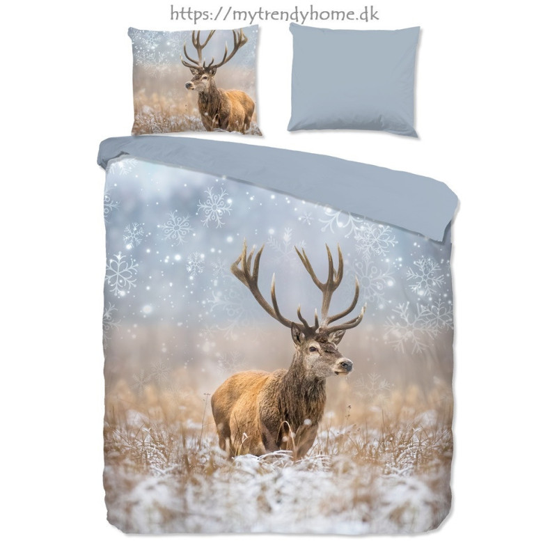 Flonel sengesæt Deer Jolly med hjorte 100% bomuld - MyTrendyHome.dk