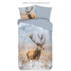 Flonel sengesæt Deer Jolly med hjorte 100% bomuld - MyTrendyHome.dk