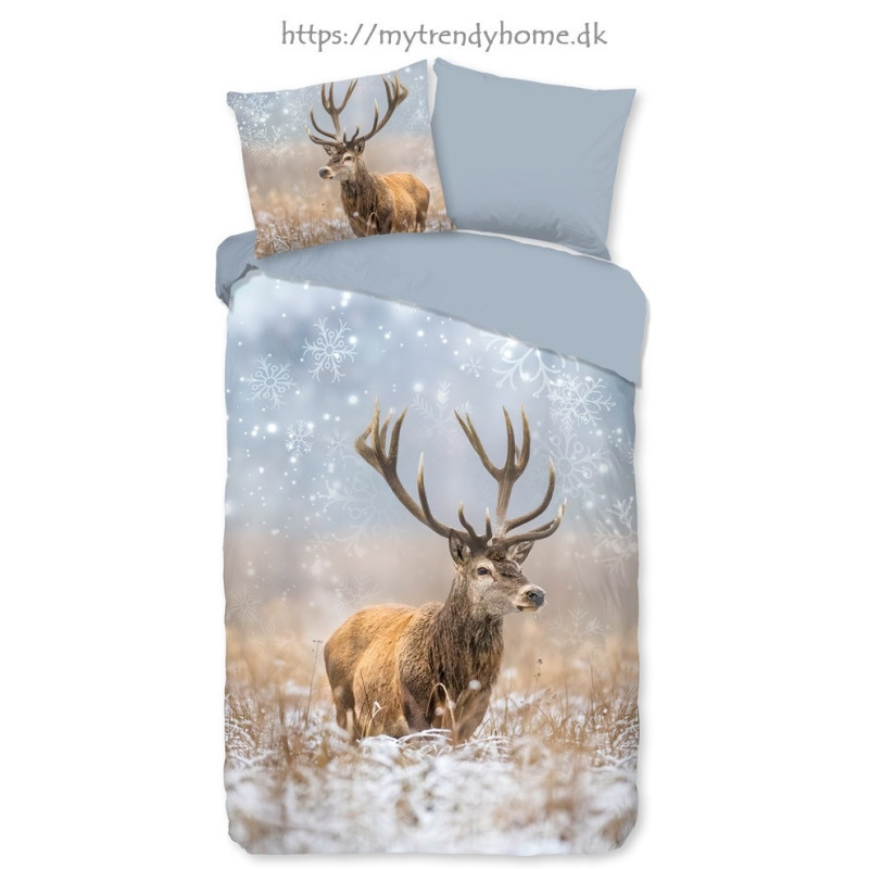 Flonel sengesæt Deer Jolly med hjorte 100% bomuld - MyTrendyHome.dk
