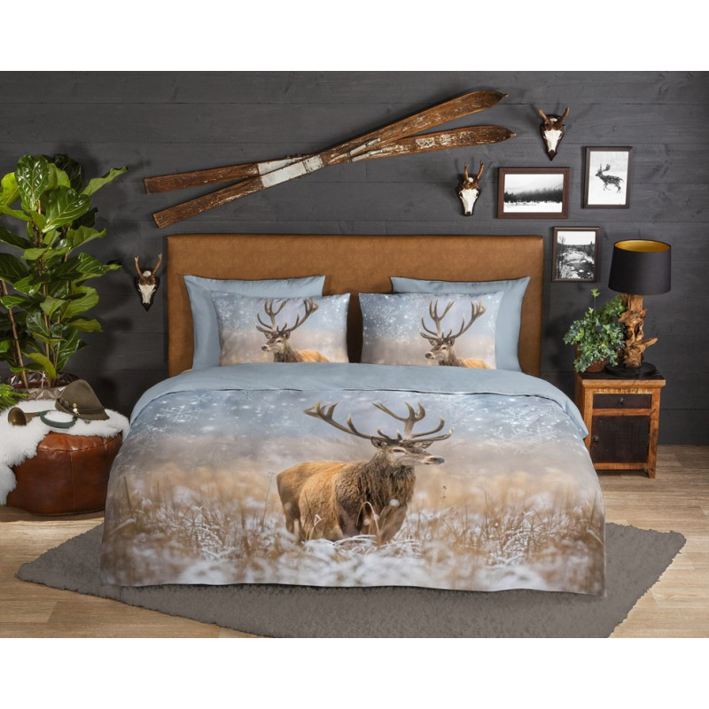 Flonel sengesæt Deer Jolly med hjorte 100% bomuld - MyTrendyHome.dk