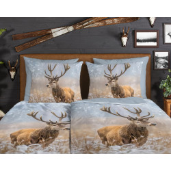 Flonel sengesæt Deer Jolly med hjorte 100% bomuld - MyTrendyHome.dk
