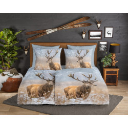 Flonel sengesæt Deer Jolly med hjorte 100% bomuld - MyTrendyHome.dk