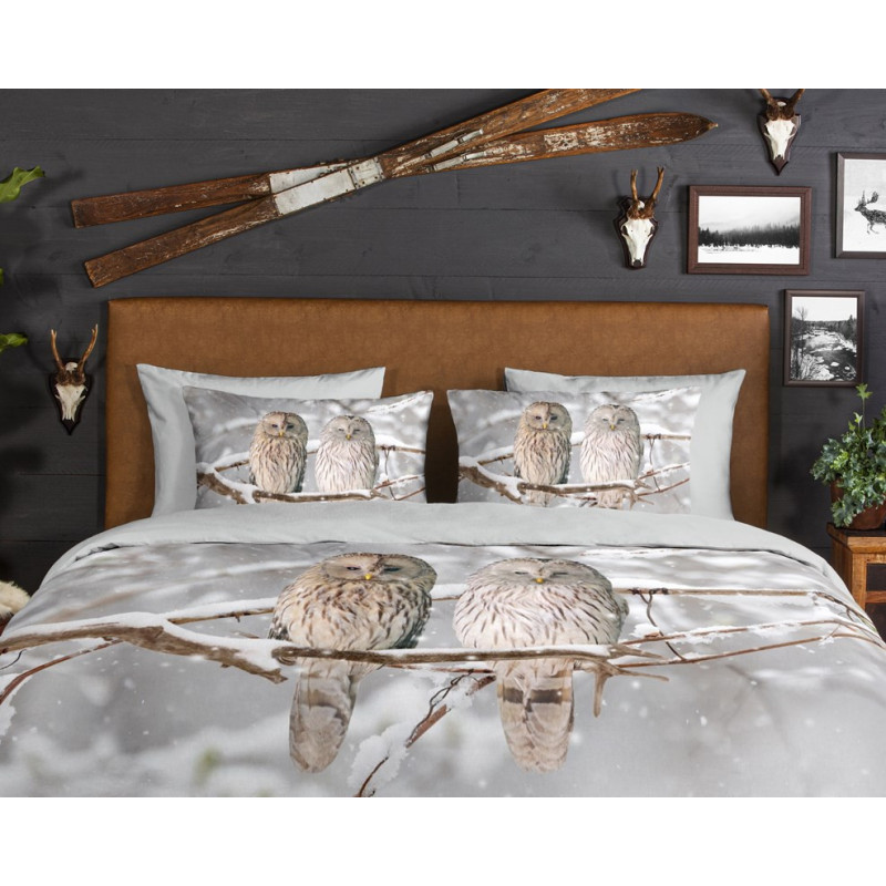 Flonel sengesæt Febe med ugle 100% bomuld fra MyTrendyHome.dk