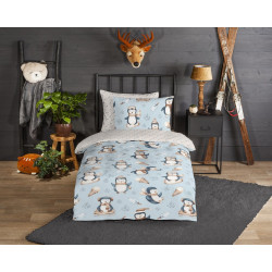 Flonel sengesæt Pingvin Jani fra MyTrendyHome.dk