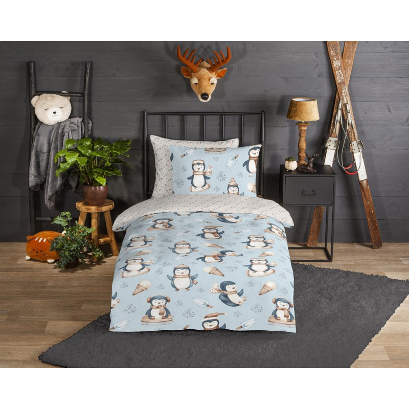 Flonel sengesæt Pingvin Jani fra MyTrendyHome.dk