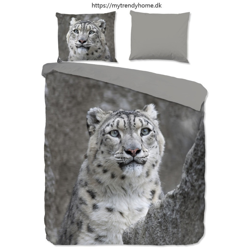 Flonel Sengesæt Sne Leopard med vildkat fra MytrendyHome.dk