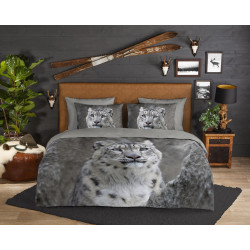 Flonel Sengesæt Sne Leopard med vildkat fra MytrendyHome.dk