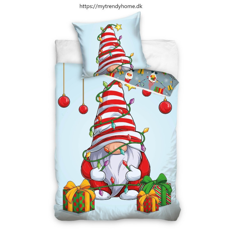 Julesengesæt Nisse med julemotiv i ren bomuld fra MyTrendyHome.dk