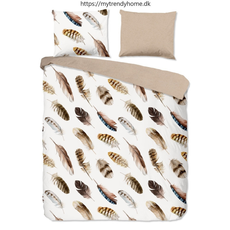 Sengesæt Feather Sand med multifaver fjer i bomuld fra MyTrendyHome.dk