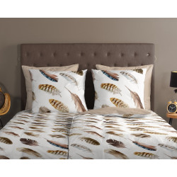 Sengesæt Feather Sand med multifaver fjer i bomuld fra MyTrendyHome.dk