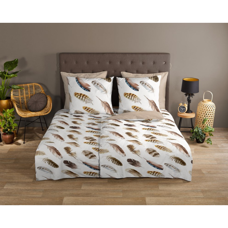 Sengesæt Feather Sand med multifaver fjer i bomuld fra MyTrendyHome.dk