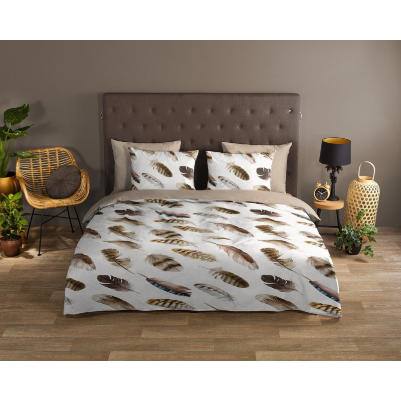 Sengesæt Feather Sand med multifaver fjer i bomuld fra MyTrendyHome.dk
