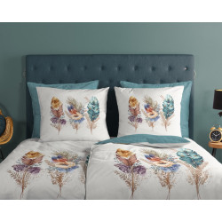 Sengesæt Feather Multi med multifaver fjer, bomuld fra MyTrendyHome.dk