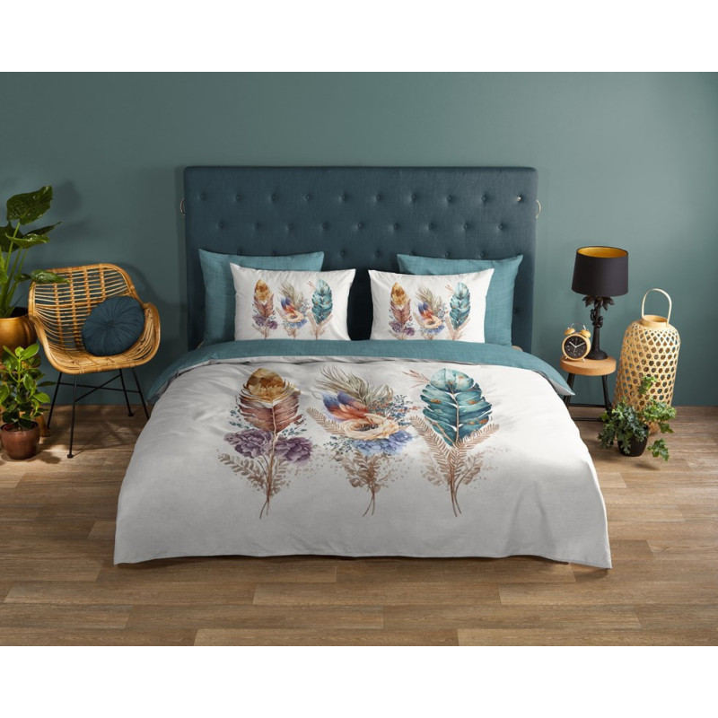 Sengesæt Feather Multi med multifaver fjer, bomuld fra MyTrendyHome.dk