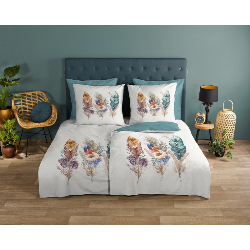 Sengesæt Feather Multi med multifaver fjer, bomuld fra MyTrendyHome.dk