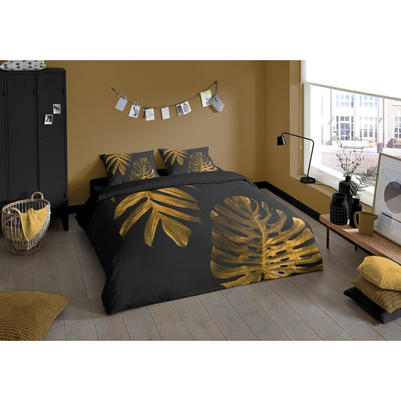 Sengesæt Kimberly med gule blade i 100% micropercal - MyTrendyHome.dk
