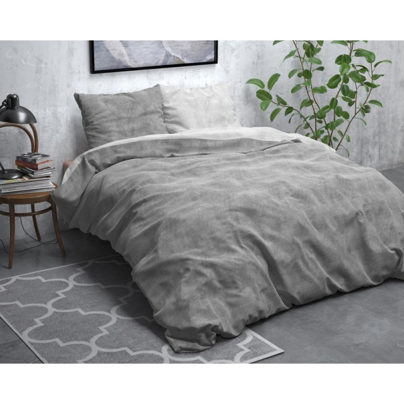 Flonel sengesæt Washed Cotton Grå fra MyTrendyHome.dk