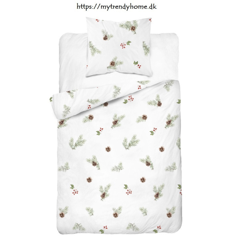 Julesengesæt Hvid Jul med julemotiv i ren bomuld fra MyTrendyHome.dk