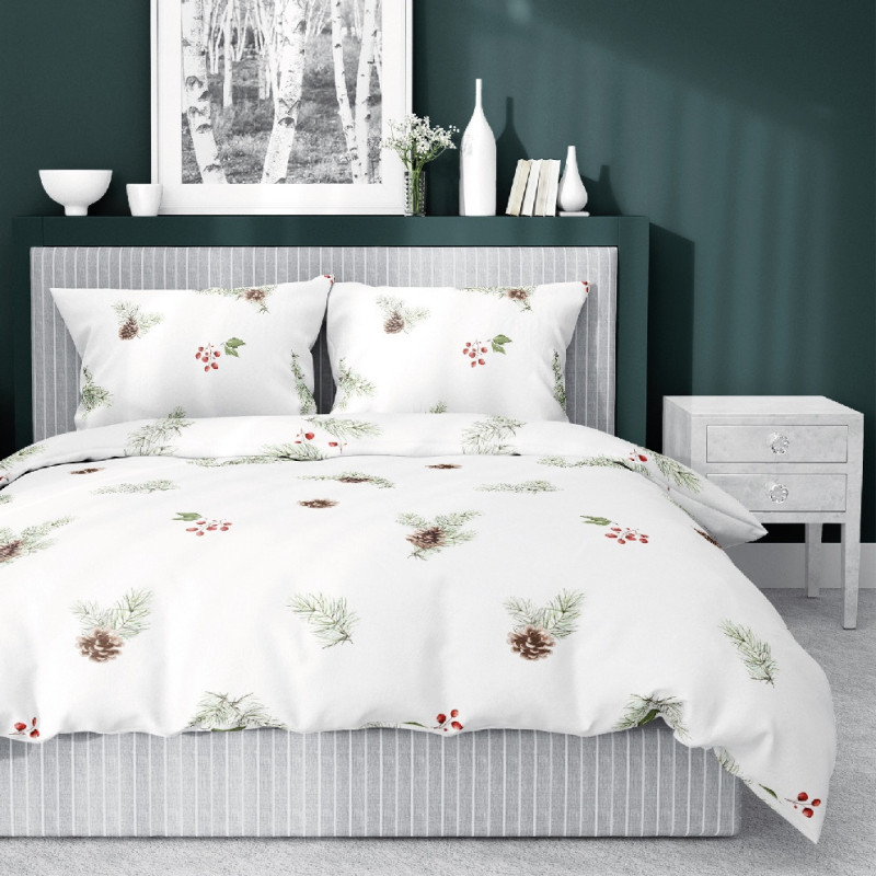 Julesengesæt Hvid Jul med julemotiv i ren bomuld fra MyTrendyHome.dk
