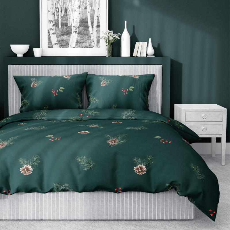Julesengesæt Hvid Jul med julemotiv i ren bomuld fra MyTrendyHome.dk