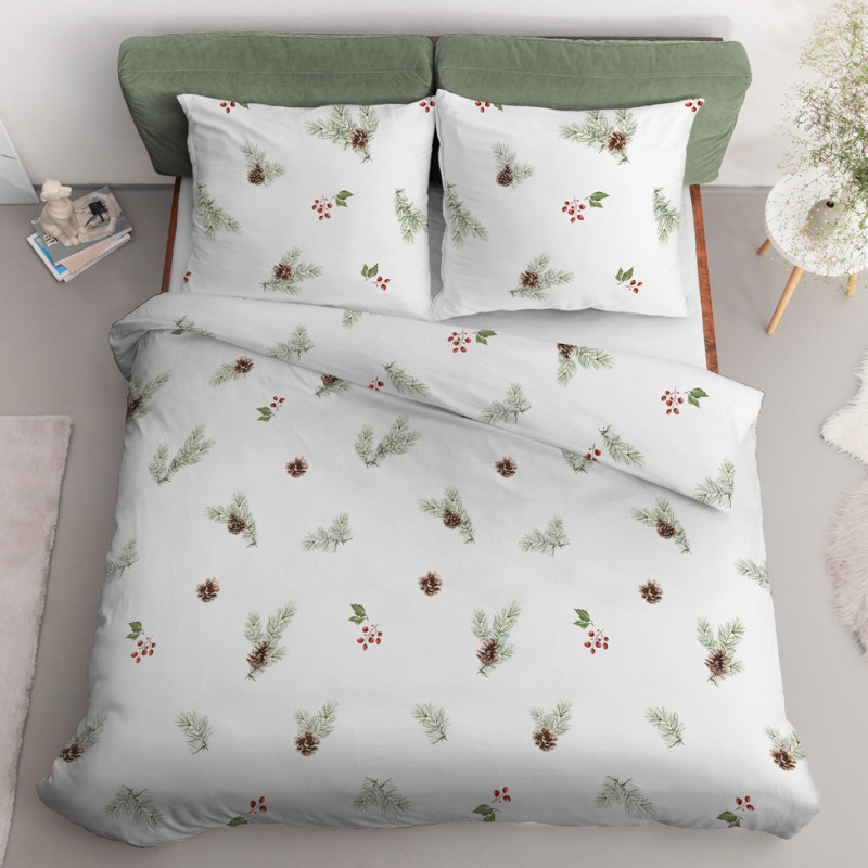 Julesengesæt Hvid Jul med julemotiv i ren bomuld fra MyTrendyHome.dk