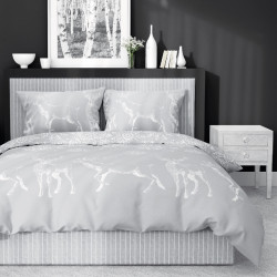 Julesengesæt Hjorte Grå med julemotiv i ren bomuld fra MyTrendyHome.dk