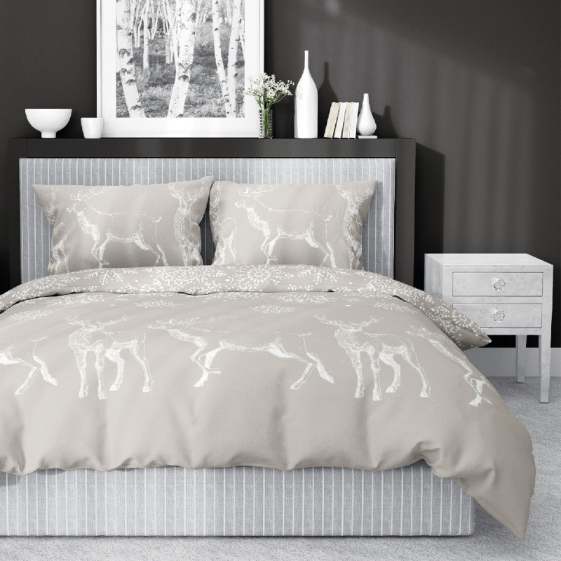 Julesengesæt Hjorte Sand med julemotiv i ren bomuld fra MyTrendyHome.dk