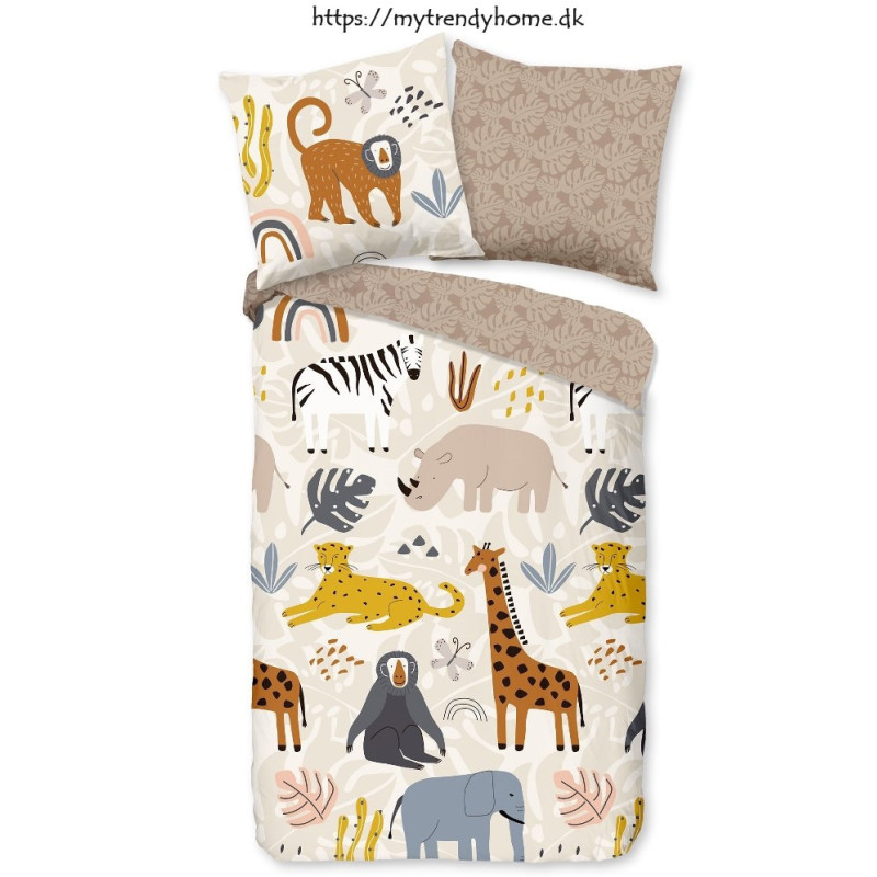 Flonel sengesæt Jungle Dyr i 100% bomuld fra MyTrendyHome.dk