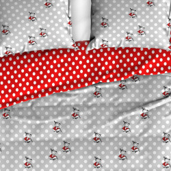 Sengesæt Moomi, gtey-red 140x200 cm i 100% bomuld fra MyTrendyHome