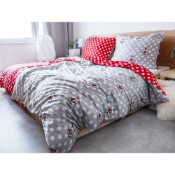 Sengesæt Moomi, grey/red 140x200 cm i 100% bomuld fra MyTrendyHome.dk