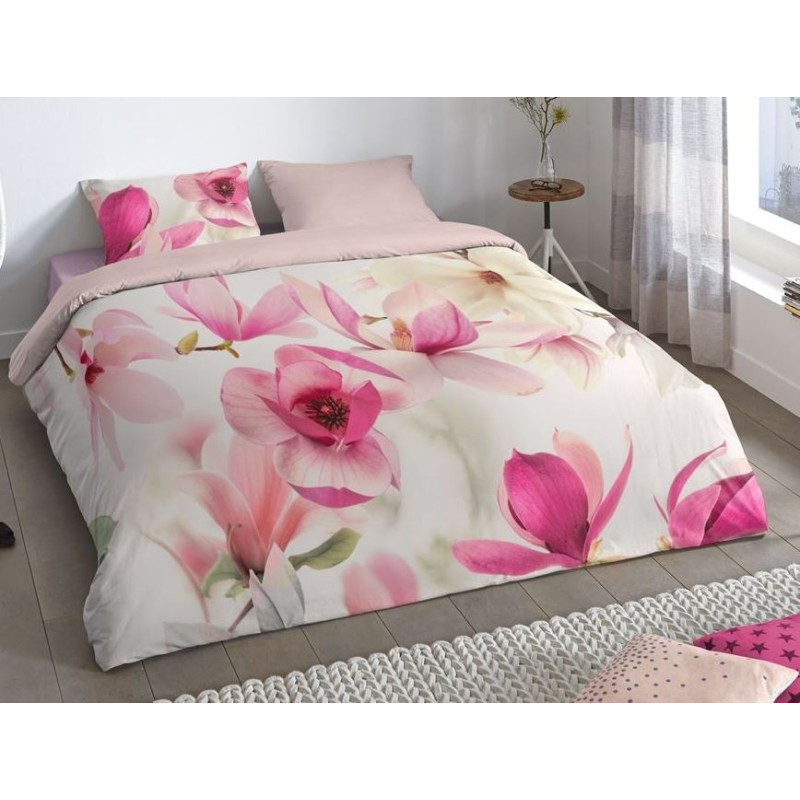 Sengesæt Magnolia Hvid i 100% bomuld med blomster fra MyTrendyHome.dk