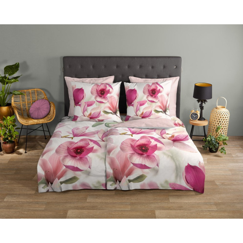 Sengesæt Magnolia Hvid i 100% bomuld med blomster fra MyTrendyHome.dk