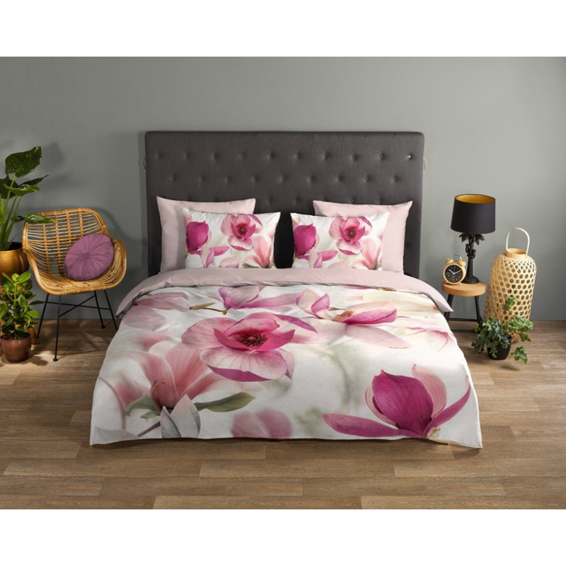 Sengesæt Magnolia Hvid i 100% bomuld med blomster fra MyTrendyHome.dk