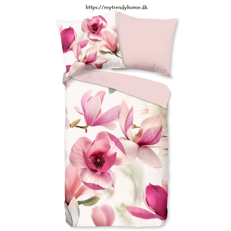 Sengesæt Magnolia Hvid i 100% bomuld med blomster fra MyTrendyHome.dk