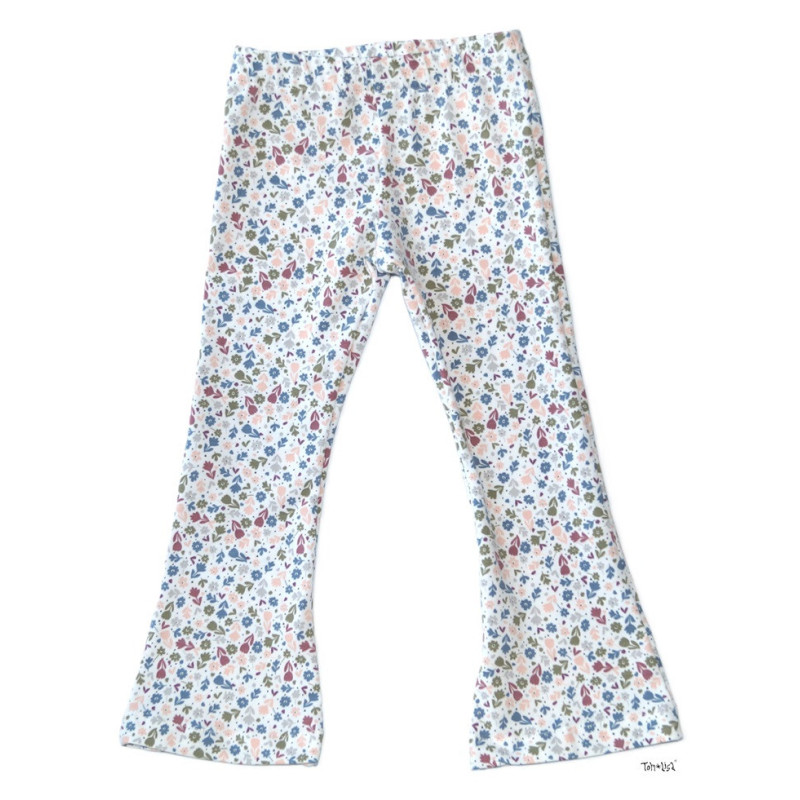 Bootcut bukser, 100% bomuld, Mønster: Blomstre, fra Tom&Lisa