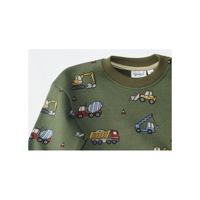 Sweatshirt med maskiner, oliven/grøn fra Tom&Lisa