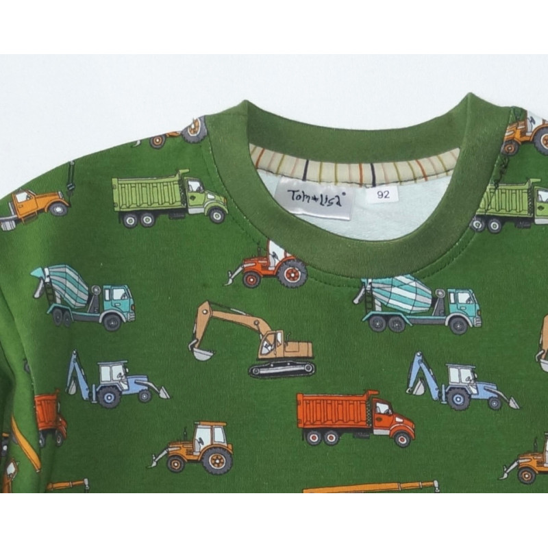 Sweatshirt med diverse arbejdsmaskiner i 100% bomuld fra Tom&Lisa