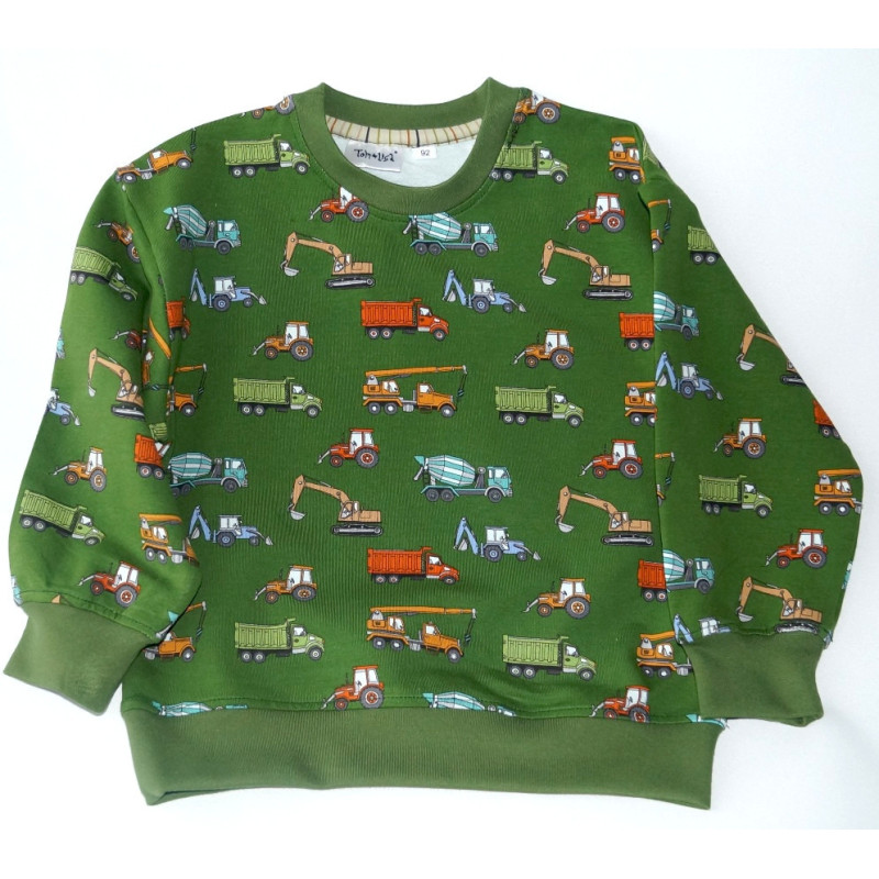 Sweatshirt med diverse arbejdsmaskiner i 100% bomuld fra Tom&Lisa