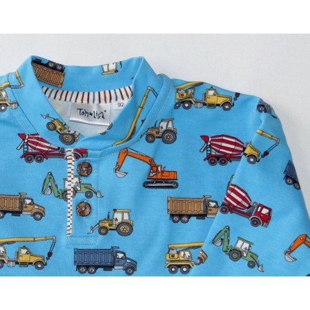 Sweatshirt blå med diverse arbejdsmaskiner i 100% bomuld fra Tom&Lisa