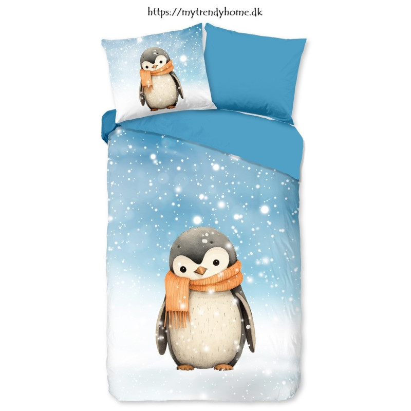 Flonel sengesæt Pingi med Pingvin fra MyTrendyHome.dk