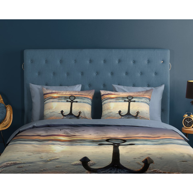 Sengesæt Mar i 100% bomuld med anker på kysten fra MyTrendyHome.dk