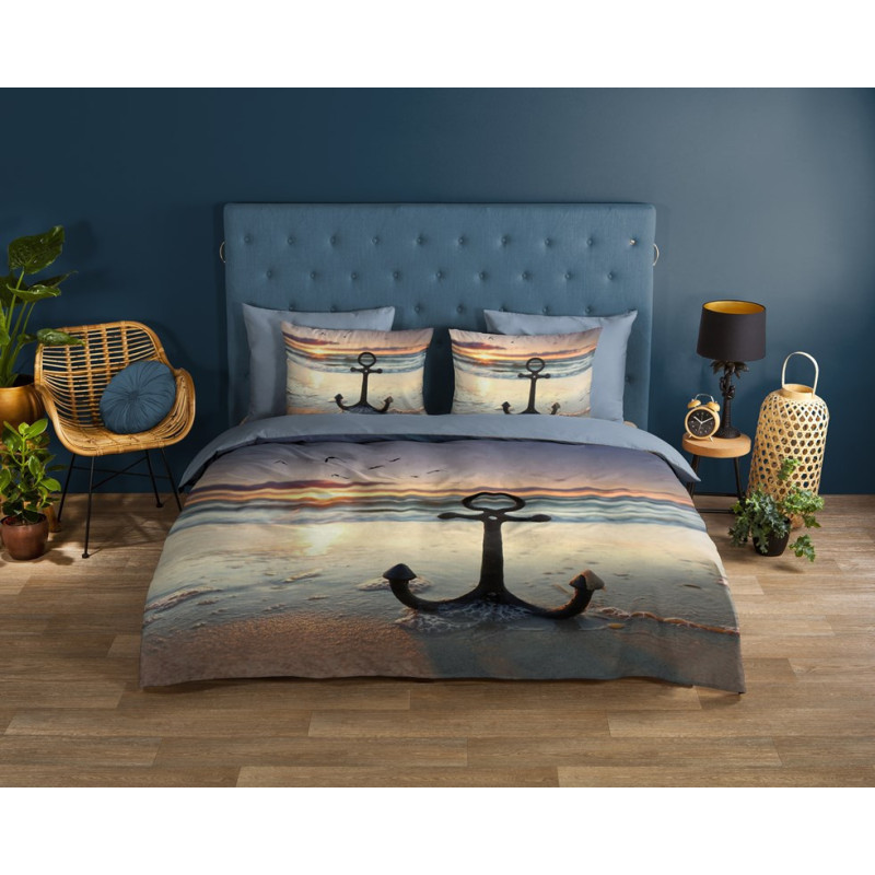 Sengesæt Mar i 100% bomuld med anker på kysten fra MyTrendyHome.dk