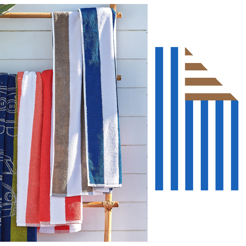 Portugisisk velour strandhåndklæder, 100% bomuld, velour på den ene side og frotté på den anden, 75x150 cm