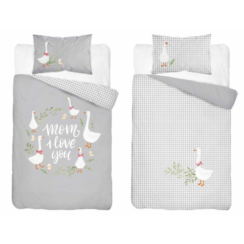Junior Bambus sengetøj Geese, 90x120 og 100x135 cm fra MyTrendyHome.dk